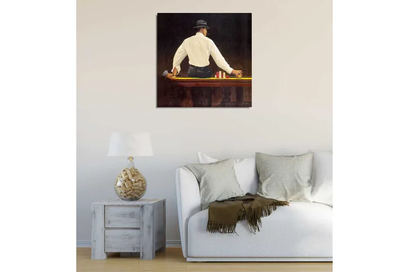 Canvas-taulu 45x45 cm - Mies pelaa pokeripöydässä - Musta / Valkoinen / Punainen - Sisustustuotteet - Taulu & taide - Canvas-taulu