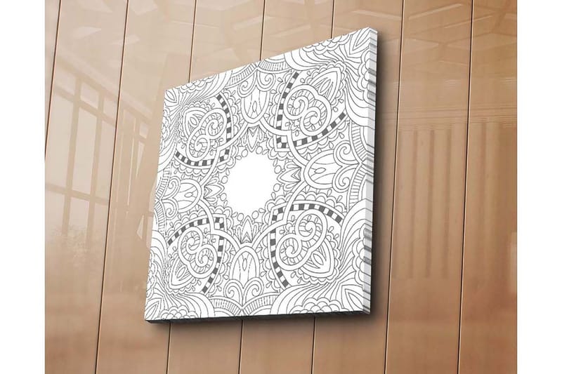 Canvas-taulu 45x45 cm - Monimutkainen kuvio geometrisilla ja orgaanisilla muodoilla - Musta / Valkoinen - Sisustustuotteet - Taulu & taide - Canvas-taulu