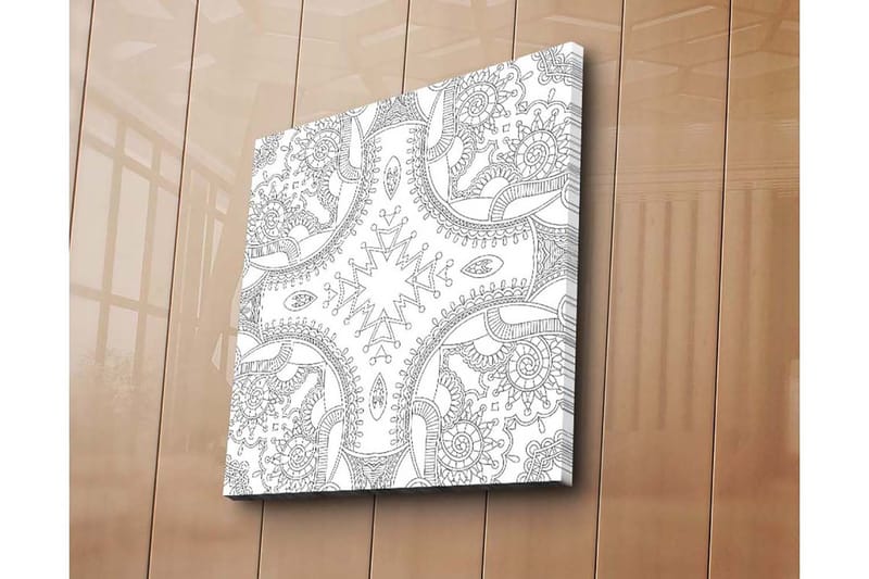 Canvas-taulu 45x45 cm - Monimutkainen kuvio geometrisilla ja orgaanisilla muodoilla - Musta / Valkoinen - Sisustustuotteet - Taulu & taide - Canvas-taulu