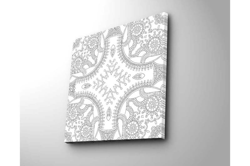 Canvas-taulu 45x45 cm - Monimutkainen kuvio geometrisilla ja orgaanisilla muodoilla - Musta / Valkoinen - Sisustustuotteet - Taulu & taide - Canvas-taulu
