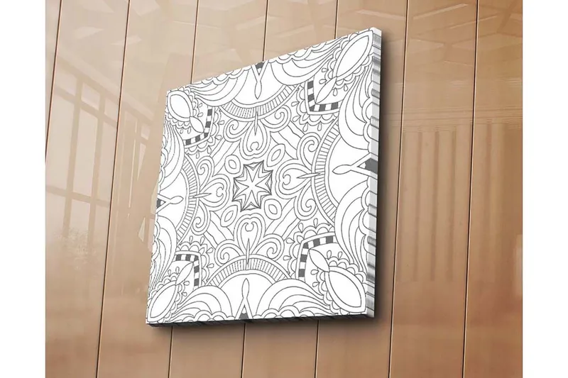 Canvas-taulu 45x45 cm - Monimutkainen kuvio geometrisilla muodoilla ja viivoilla - Musta / Valkoinen - Sisustustuotteet - Taulu & taide - Canvas-taulu