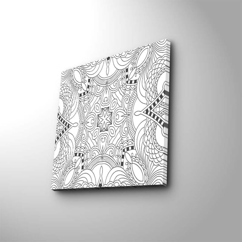 Canvas-taulu 45x45 cm - Monimutkainen kuvio geometrisilla muodoilla ja viivoilla - Musta / Valkoinen - Sisustustuotteet - Taulu & taide - Canvas-taulu