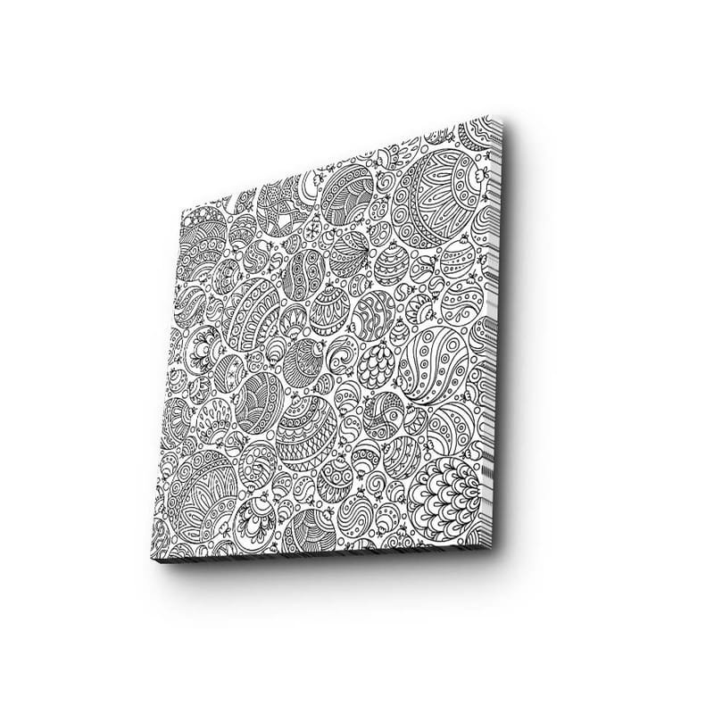 Canvas-taulu 45x45 cm - Monimutkainen kuvio mustista viivoista ja muodoista - Musta / Valkoinen - Sisustustuotteet - Taulu & taide - Canvas-taulu