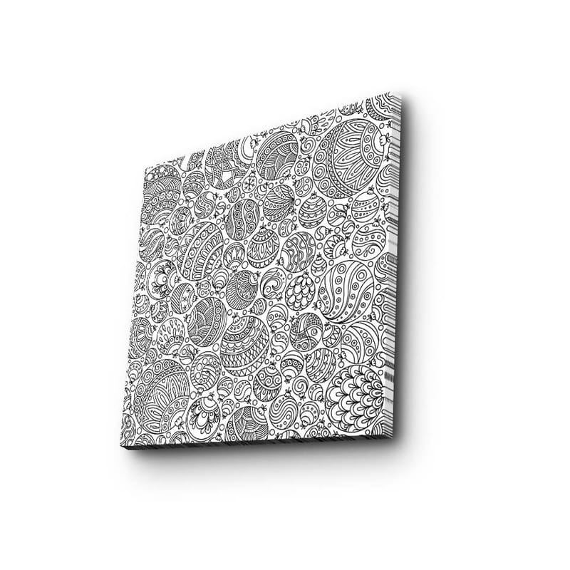 Canvas-taulu 45x45 cm - Monimutkainen kuvio mustista viivoista ja muodoista - Musta / Valkoinen - Sisustustuotteet - Taulu & taide - Canvas-taulu