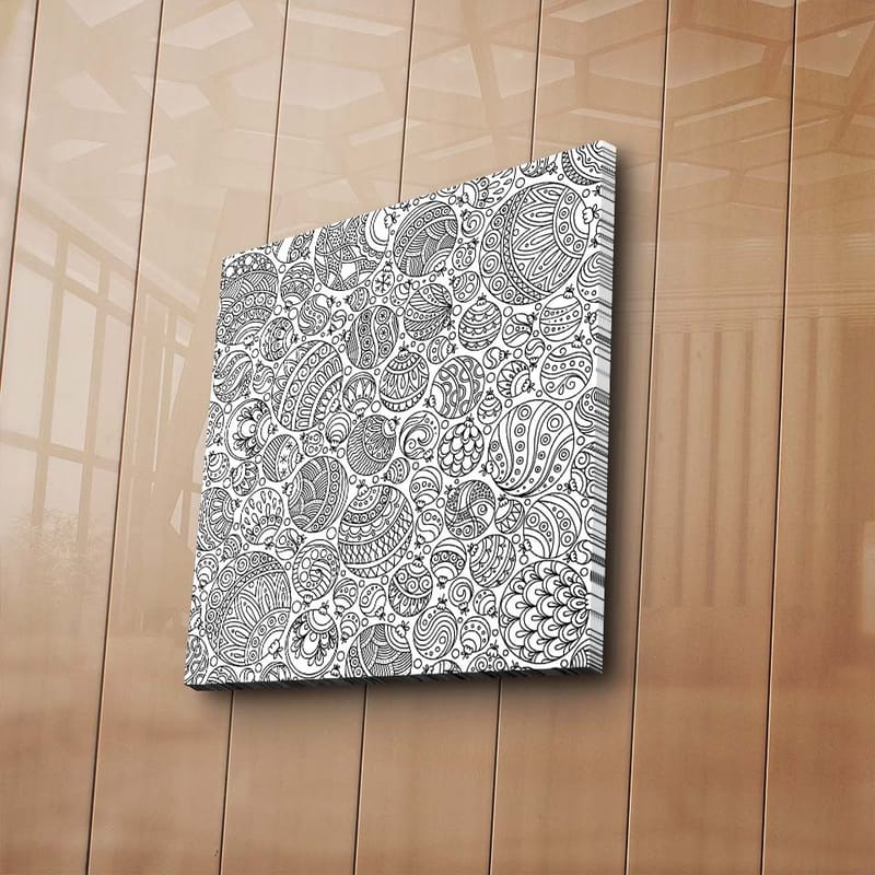 Canvas-taulu 45x45 cm - Monimutkainen kuvio mustista viivoista ja muodoista - Musta / Valkoinen - Sisustustuotteet - Taulu & taide - Canvas-taulu