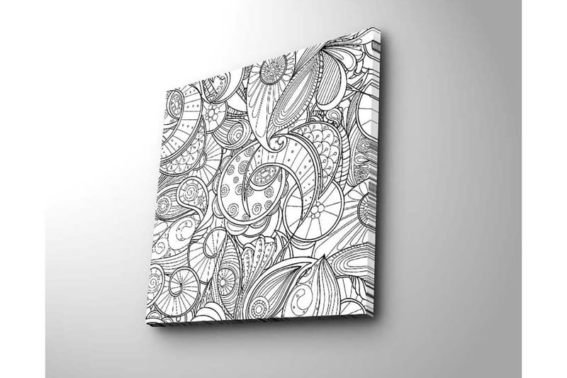 Canvas-taulu 45x45 cm - Monimutkainen kuvio simpukoista ja kaarevista viivoista - Musta / Valkoinen - Sisustustuotteet - Taulu & taide - Canvas-taulu