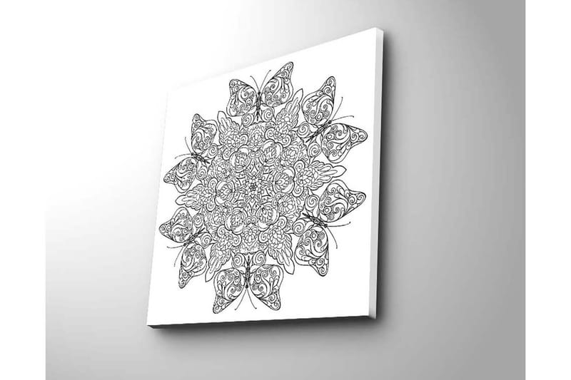 Canvas-taulu 45x45 cm - Monimutkainen kuvio perhosista ja kukista - Musta / Valkoinen - Sisustustuotteet - Taulu & taide - Canvas-taulu