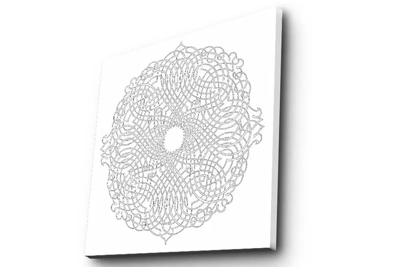Canvas-taulu 45x45 cm - Monimutkainen mandala valkoisen ja harmaan sävyissä - Valkoinen / Harmaa - Sisustustuotteet - Taulu & taide - Canvas-taulu
