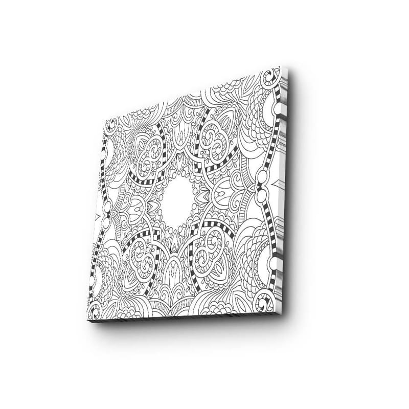 Canvas-taulu 45x45 cm - Monimutkainen mandala yksityiskohtaisilla kuvioilla - Musta / Valkoinen - Sisustustuotteet - Taulu & taide - Canvas-taulu