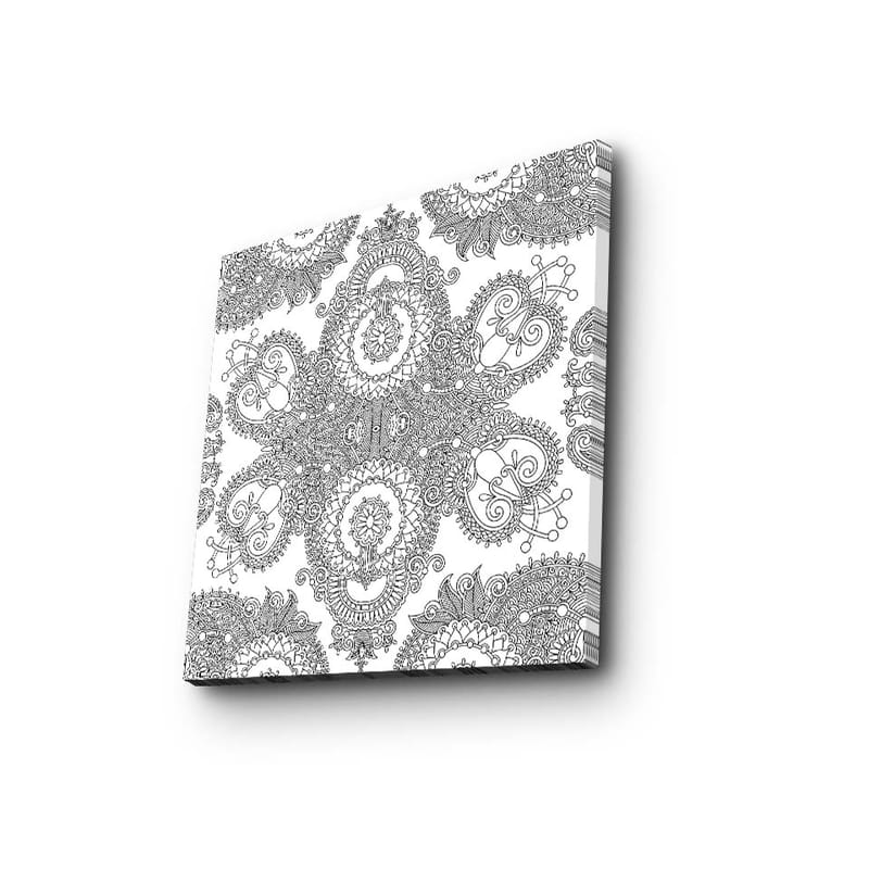 Canvas-taulu 45x45 cm - Monimutkainen mustien viivojen kuvio valkoisella pohjalla - Musta / Valkoinen - Sisustustuotteet - Taulu & taide - Canvas-taulu