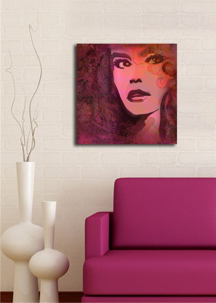 Canvas-taulu 45x45 cm - Muotokuva ilmeikkäistä naisista - Tummanpunainen / Violetti / Vaaleanpunainen - Sisustustuotteet - Taulu & taide - Canvas-taulu