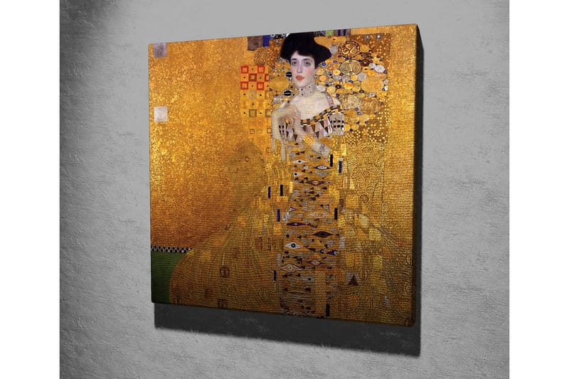 Canvas-taulu 45x45 cm - Muotokuva naisesta kultaisessa koristekuviollisessa mekossa - Kulta / Musta / Valkoinen - Sisustustuotteet - Taulu & taide - Canvas-taulu