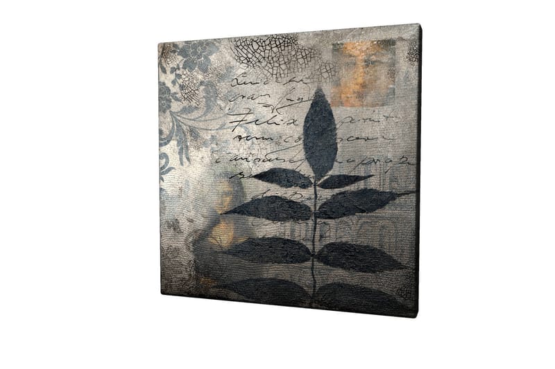 Canvas-taulu 45x45 cm - Mustaa lehvistöä abstraktia taustaa vasten - Musta / Harmaa / Beige - Sisustustuotteet - Taulu & taide - Canvas-taulu