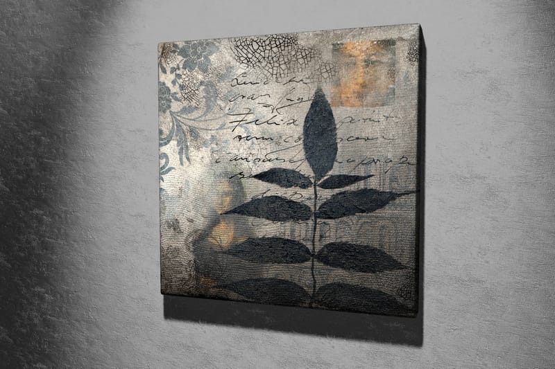 Canvas-taulu 45x45 cm - Mustaa lehvistöä abstraktia taustaa vasten - Musta / Harmaa / Beige - Sisustustuotteet - Taulu & taide - Canvas-taulu