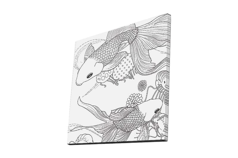 Canvas-taulu 45x45 cm - Mustavalkoinen koikarppi leikkisässä sommitelmassa, Musta / Valkoinen