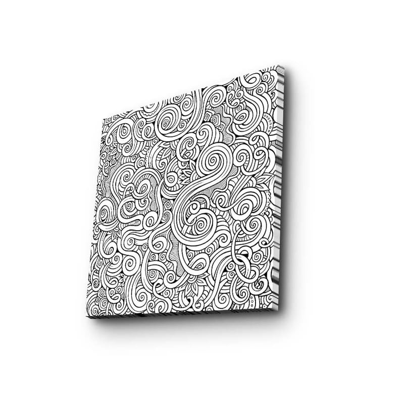 Canvas-taulu 45x45 cm - mustavalkoinen kuvio kaarevilla viivoilla ja spiraaleilla - Musta / Valkoinen - Sisustustuotteet - Taulu & taide - Canvas-taulu