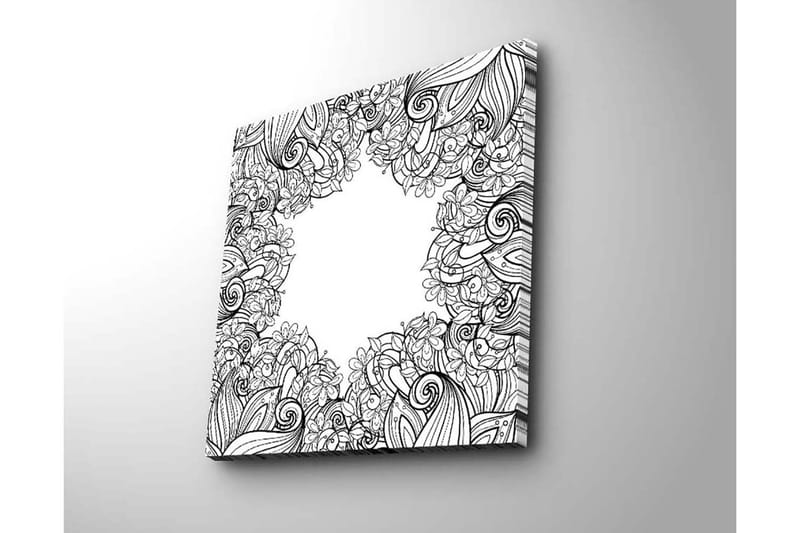 Canvas-taulu 45x45 cm - mustavalkoinen kuvio kukista ja kääröistä - Musta / Valkoinen - Sisustustuotteet - Taulu & taide - Canvas-taulu
