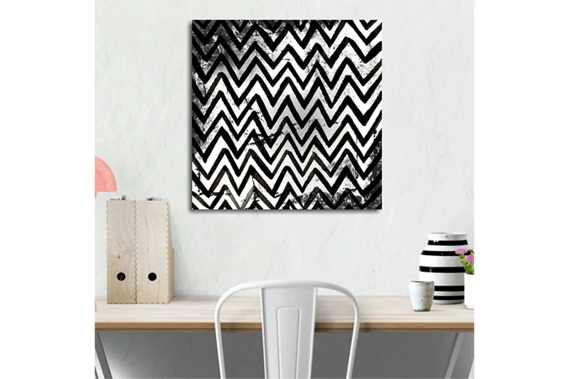 Canvas-taulu 45x45 cm - mustavalkoinen siksak-kuvio - Musta / Valkoinen - Sisustustuotteet - Taulu & taide - Canvas-taulu