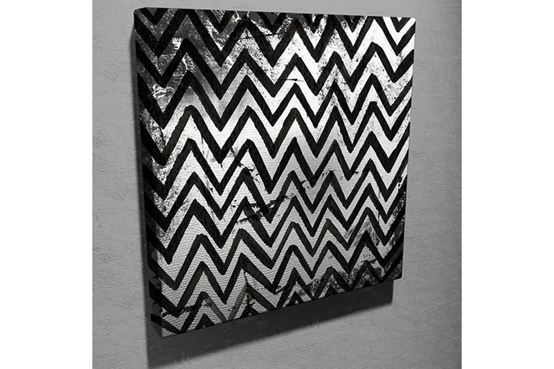 Canvas-taulu 45x45 cm - mustavalkoinen siksak-kuvio - Musta / Valkoinen - Sisustustuotteet - Taulu & taide - Canvas-taulu