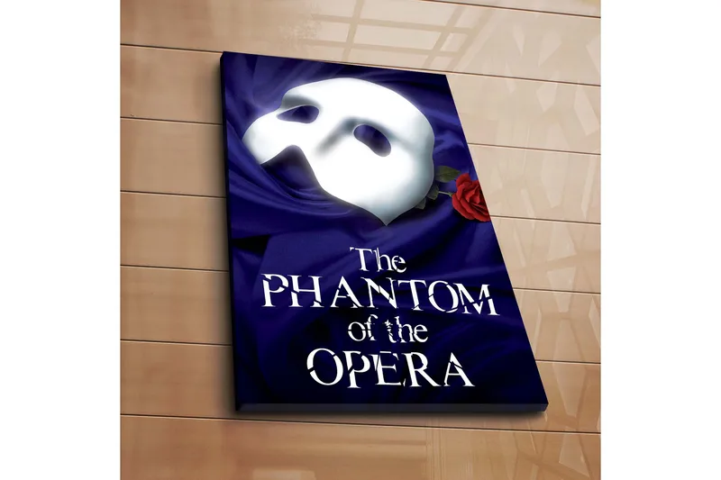 Canvas-taulu 45x45 cm - Naamio punaisella ruusulla syvänsinistä taustaa vasten, Syvän sininen / Valkoinen / Punainen