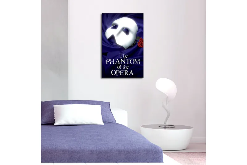 Canvas-taulu 45x45 cm - Naamio punaisella ruusulla syvänsinistä taustaa vasten - Syvän sininen / Valkoinen / Punainen - Sisustustuotteet - Taulu & taide - Canvas-taulu