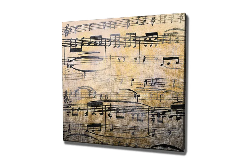 Canvas-taulu 45x45 cm - Nuotit nuoteilla, Keltainen / Musta