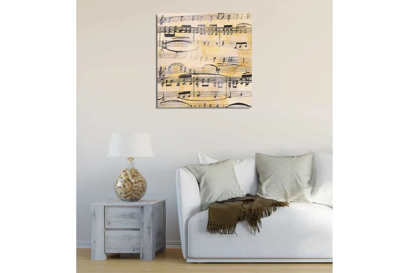 Canvas-taulu 45x45 cm - Nuotit nuoteilla - Keltainen / Musta - Sisustustuotteet - Taulu & taide - Canvas-taulu