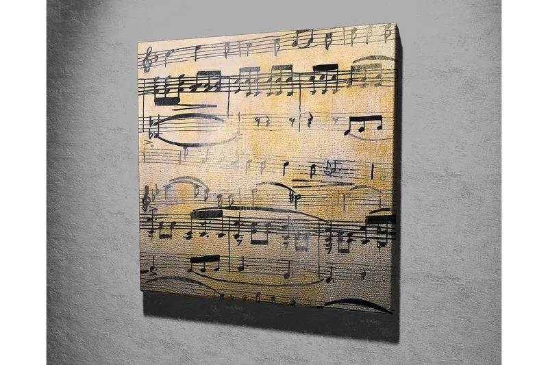 Canvas-taulu 45x45 cm - Nuotit nuoteilla - Keltainen / Musta - Sisustustuotteet - Taulu & taide - Canvas-taulu