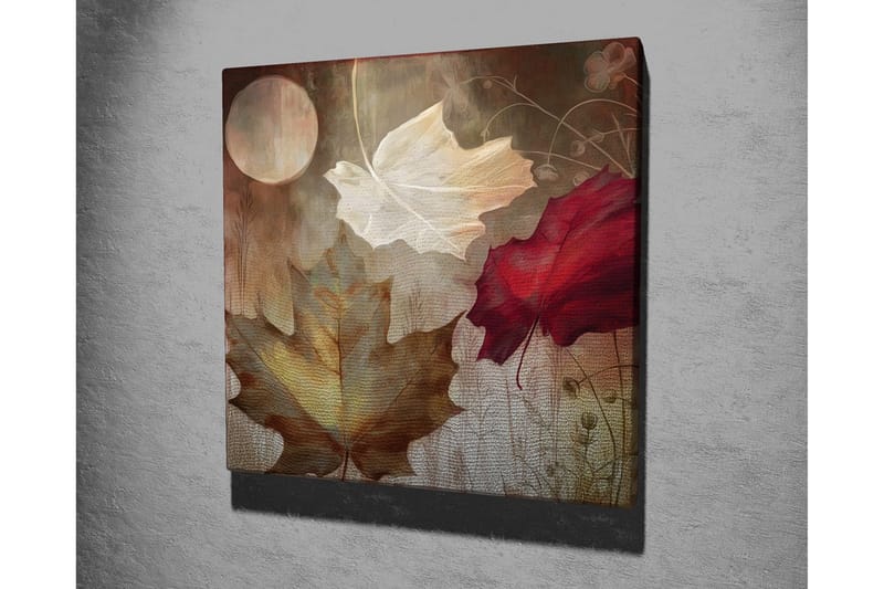 Canvas-taulu 45x45 cm - Syksyn lehdet pehmeissä punaisen ja valkoisen sävyissä - Punainen / Valkoinen / Beige - Sisustustuotteet - Taulu & taide - Canvas-taulu