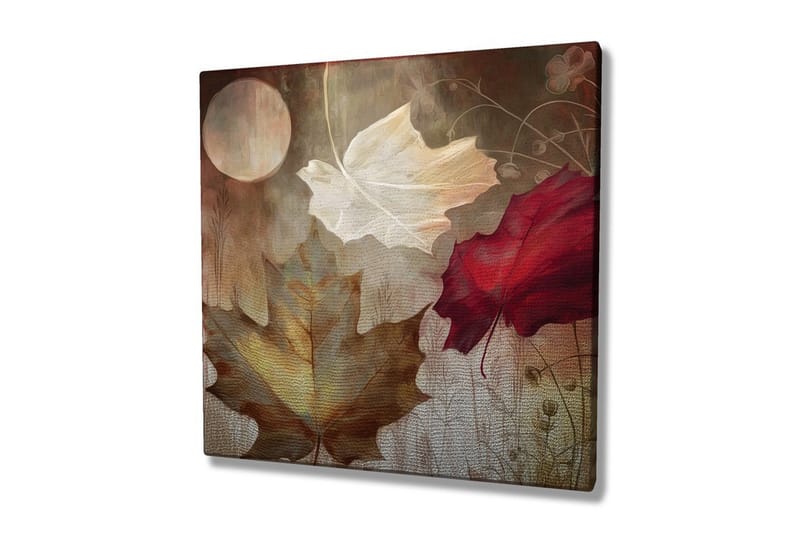 Canvas-taulu 45x45 cm - Syksyn lehdet pehmeissä punaisen ja valkoisen sävyissä - Punainen / Valkoinen / Beige - Sisustustuotteet - Taulu & taide - Canvas-taulu