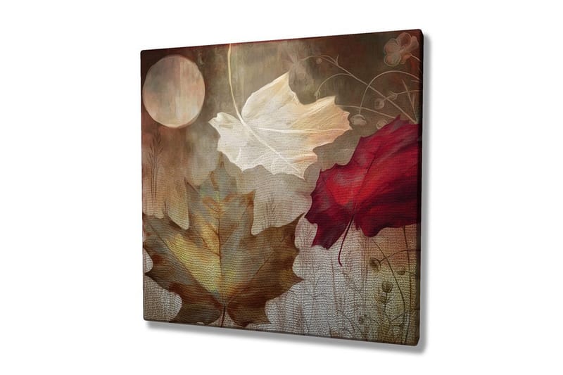 Canvas-taulu 45x45 cm - Syksyn lehdet pehmeissä punaisen ja valkoisen sävyissä - Punainen / Valkoinen / Beige - Sisustustuotteet - Taulu & taide - Canvas-taulu