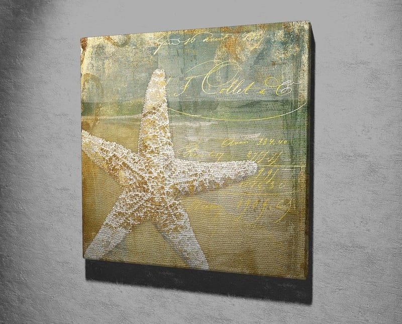 Canvas-taulu 45x45 cm - Tähti hiekassa vintage-henkisellä taustalla - Kulta / Beige / Vaaleansininen - Sisustustuotteet - Taulu & taide - Canvas-taulu