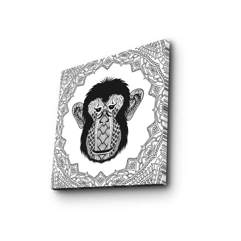 Canvas-taulu 45x45 cm - Tyylitelty apina monimutkaisilla kuvioilla - Musta / Valkoinen - Sisustustuotteet - Taulu & taide - Canvas-taulu