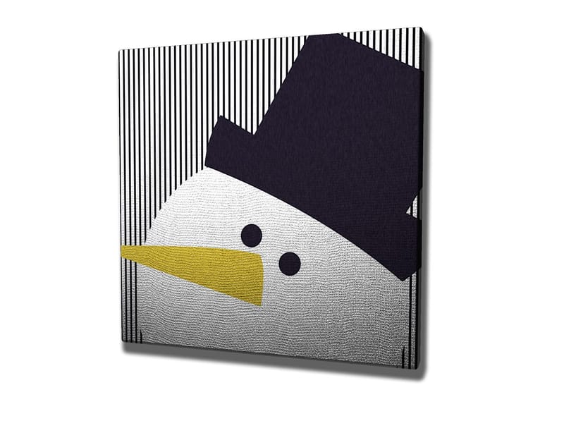 Canvas-taulu 45x45 cm - Tyylitelty lumiukko hatulla ja keltaisella nokalla - Musta / Valkoinen / Keltainen - Sisustustuotteet - Taulu & taide - Canvas-taulu