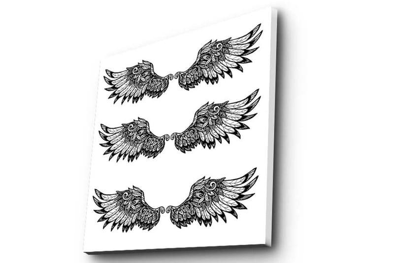 Canvas-taulu 45x45 cm - Tyyliteltyjä linnunsiipiä symmetrisessä asetelmassa - Musta / Valkoinen - Sisustustuotteet - Taulu & taide - Canvas-taulu