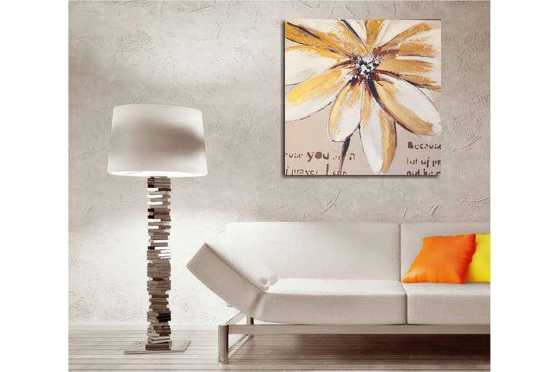 Canvas-taulu 45x45 cm - Upea kukka keltaisissa ja beigeissä sävyissä - Keltainen / Beige / Ruskea - Sisustustuotteet - Taulu & taide - Canvas-taulu
