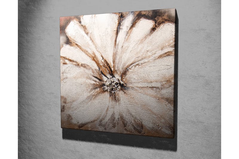 Canvas-taulu 45x45 cm - Upea kukka pehmeissä, neutraaleissa sävyissä - Valkoinen / Beige / Ruskea - Sisustustuotteet - Taulu & taide - Canvas-taulu