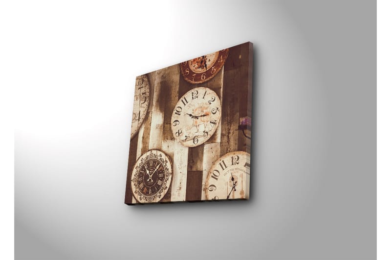 Canvas-taulu 45x45 cm - Useita vintage-seinäkelloja eri kokoisina ja tyyleinä - Beige / Ruskea / Musta - Sisustustuotteet - Taulu & taide - Canvas-taulu