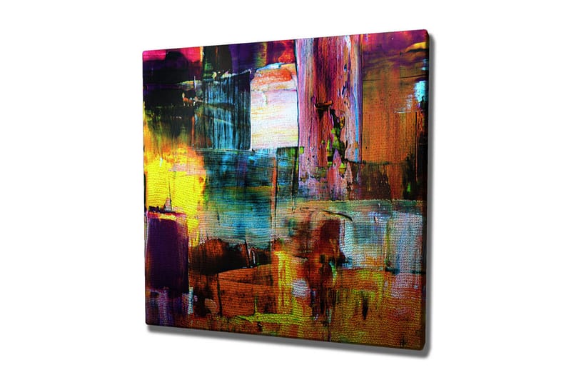 Canvas-taulu 45x45 cm - Värikäs abstrakti sommitelma geometrisilla muodoilla - Violetti / Keltainen / Oranssi - Sisustustuotteet - Taulu & taide - Canvas-taulu