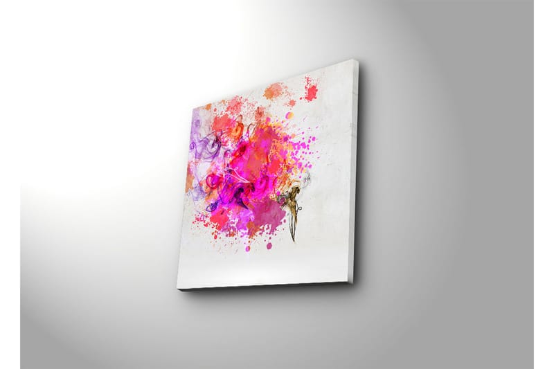 Canvas-taulu 45x45 cm - Värikäs abstrakti sommitelma riehakkailla väriräjähdyksillä - Vaaleanpunainen / Violetti / Oranssi - Sisustustuotteet - Taulu & taide - Canvas-taulu