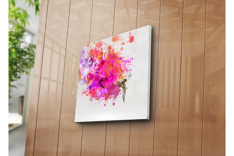 Canvas-taulu 45x45 cm - Värikäs abstrakti sommitelma riehakkailla väriräjähdyksillä - Vaaleanpunainen / Violetti / Oranssi - Sisustustuotteet - Taulu & taide - Canvas-taulu