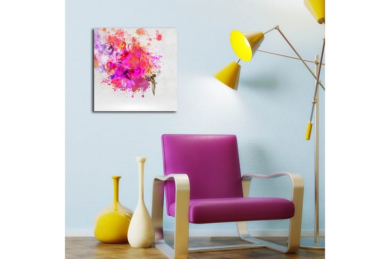 Canvas-taulu 45x45 cm - Värikäs abstrakti sommitelma riehakkailla väriräjähdyksillä - Vaaleanpunainen / Violetti / Oranssi - Sisustustuotteet - Taulu & taide - Canvas-taulu