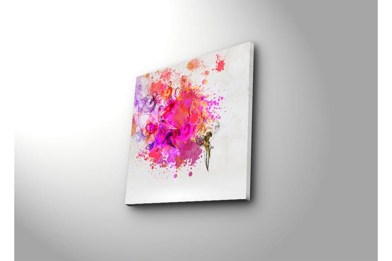 Canvas-taulu 45x45 cm - Värikäs abstrakti sommitelma riehakkailla väriräjähdyksillä - Vaaleanpunainen / Violetti / Oranssi - Sisustustuotteet - Taulu & taide - Canvas-taulu
