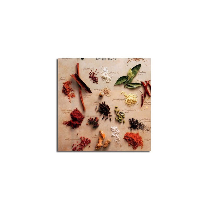 Canvas-taulu 45x45 cm - Värikäs kokoelma mausteita ja yrttejä - Punainen / Vihreä / Ruskea - Sisustustuotteet - Taulu & taide - Canvas-taulu