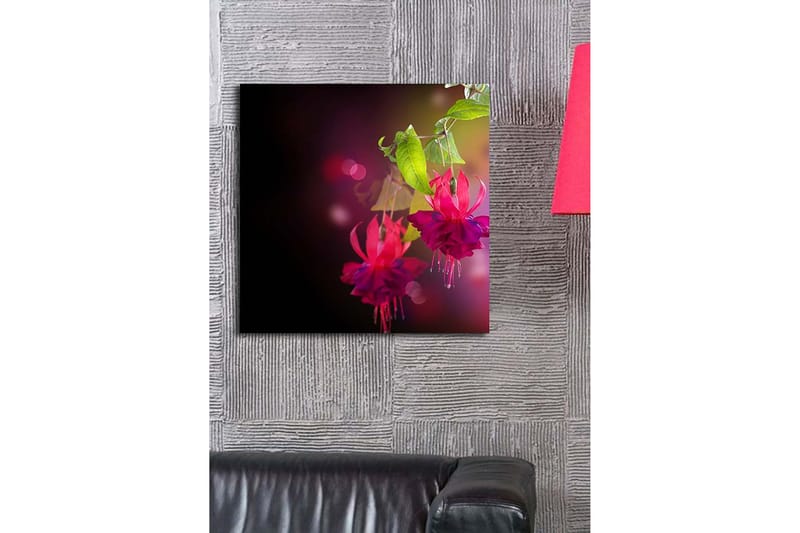 Canvas-taulu 45x45 cm - Värikäs riippuva fuksia vihreillä lehdillä - Vaaleanpunainen / Violetti / Vihreä - Sisustustuotteet - Taulu & taide - Canvas-taulu