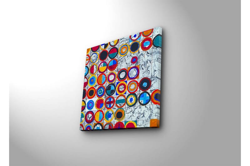 Canvas-taulu 45x45 cm - Värikäs sommitelma erikokoisista ympyröistä - Punainen / Sininen / Musta - Sisustustuotteet - Taulu & taide - Canvas-taulu
