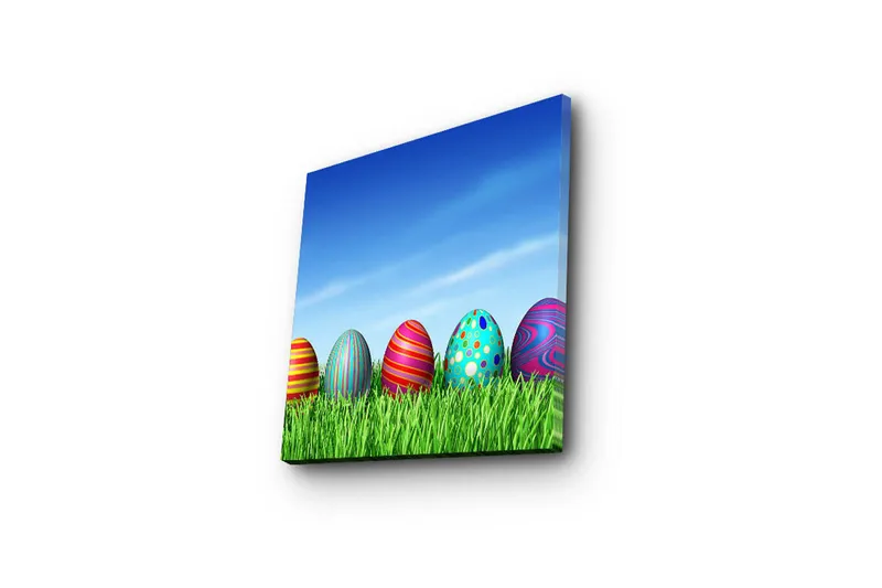 Canvas-taulu 45x45 cm - Värikkäät pääsiäismunat vihreällä nurmikolla - Vihreä / Sininen / Punainen - Sisustustuotteet - Taulu & taide - Canvas-taulu