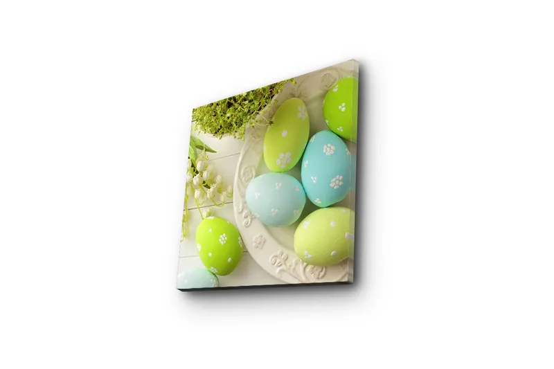 Canvas-taulu 45x45 cm - Värikkäät pääsiäismunat pastelliväreissä - Vihreä / Sininen / Valkoinen - Sisustustuotteet - Taulu & taide - Canvas-taulu