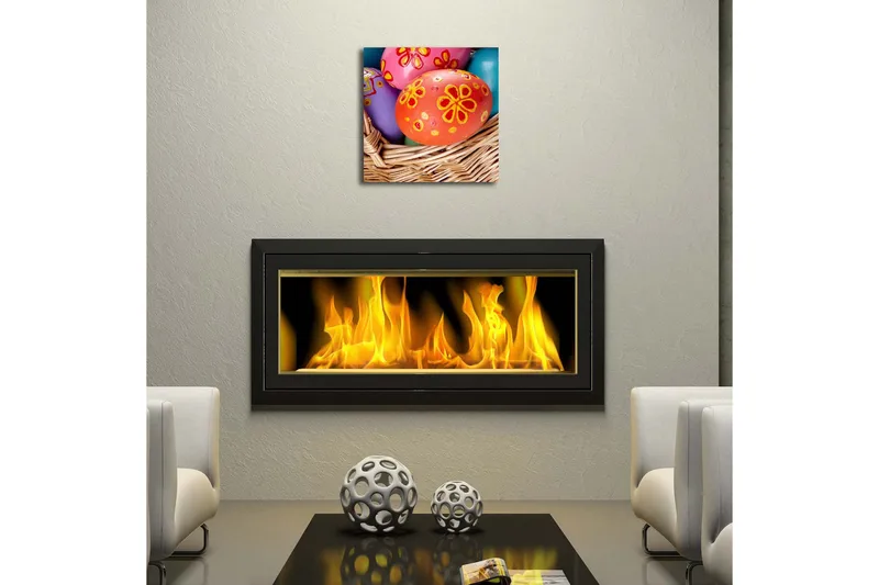 Canvas-taulu 45x45 cm - Värikkäät pääsiäismunat korissa - Oranssi / Violetti / Vihreä - Sisustustuotteet - Taulu & taide - Canvas-taulu