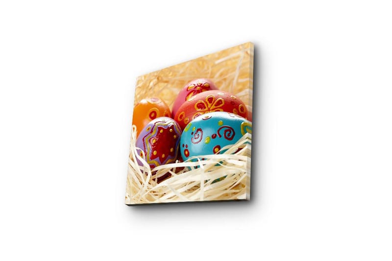 Canvas-taulu 45x45 cm - Värikkäät pääsiäismunat oljessa - Punainen / Sininen / Oranssi - Sisustustuotteet - Taulu & taide - Canvas-taulu